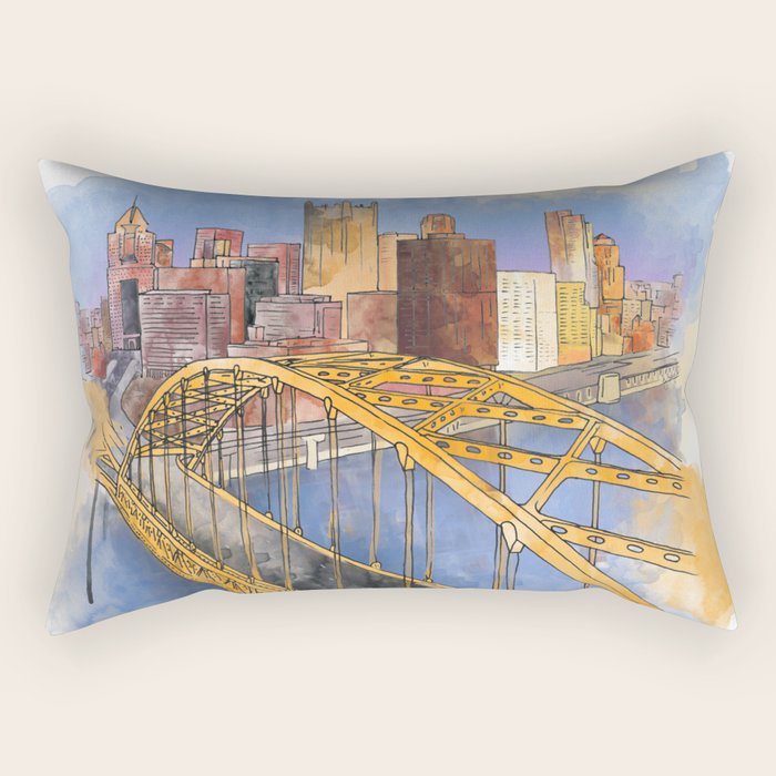 Pittsburgh Fort Pitt and Downtown Rectangular Pillow Gallery Image 1