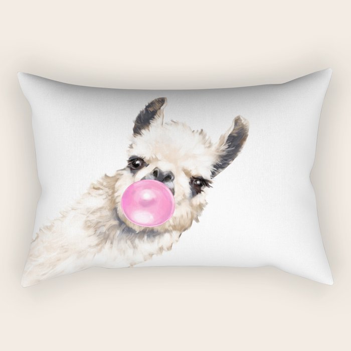 Bubble Gum Sneaky Llama Rectangular Pillow Gallery Image 1