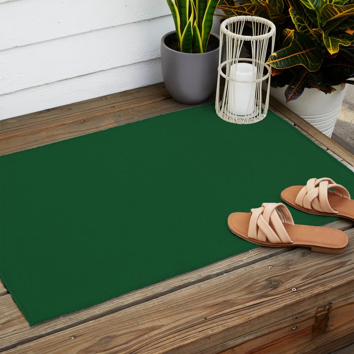 Emerald Green Solid Color Outdoor Rug Gallery Image 2