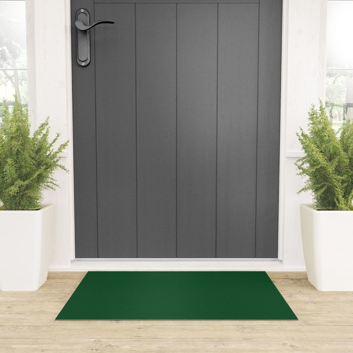 Emerald Green Solid Color Welcome Mat Gallery Image 3