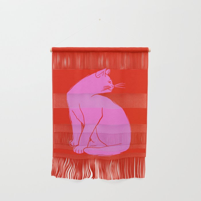 Pink Color Block Cat Wall Hanging Gallery Image 1