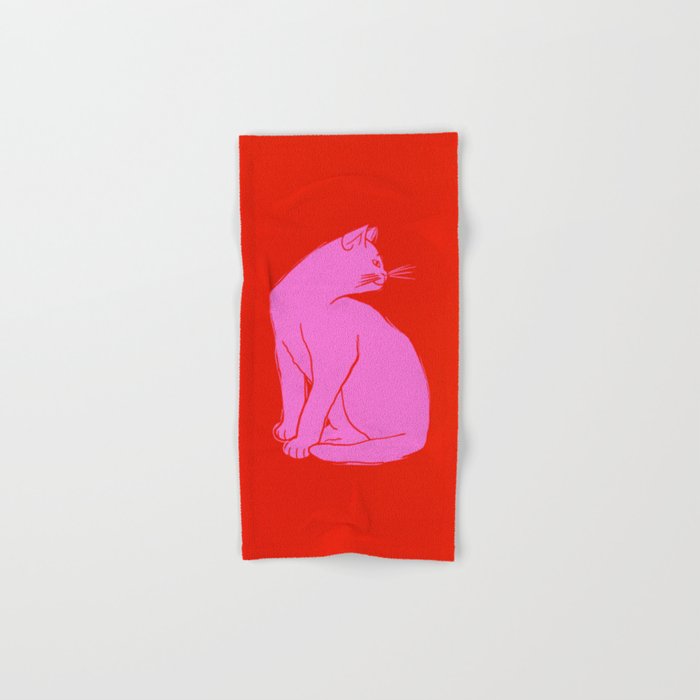 Pink Color Block Cat Bath Towel Gallery Image 1