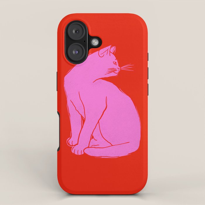 Pink Color Block Cat iPhone Case Gallery Image 1