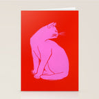 Pink Color Block Cat Stationery Card Gallery Image 2
