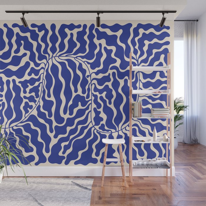 Henri Matisse Abstract Navy. Blue Leaf Art Wall Mural Gallery Image 1