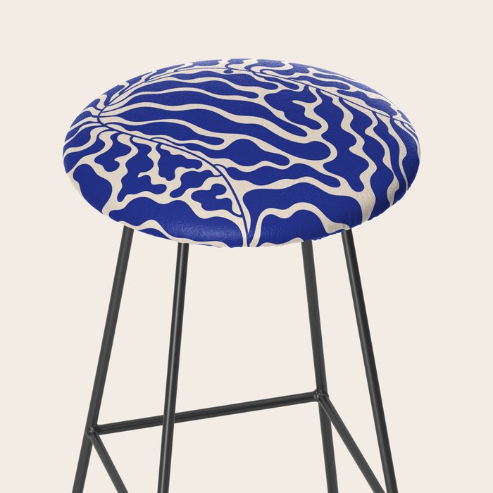 Henri Matisse Abstract Navy. Blue Leaf Art Stool Gallery Image 2