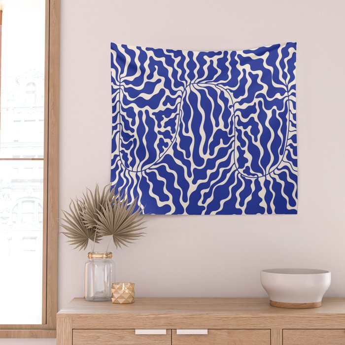 Henri Matisse Abstract Navy. Blue Leaf Art Wall Tapestry Gallery Image 2