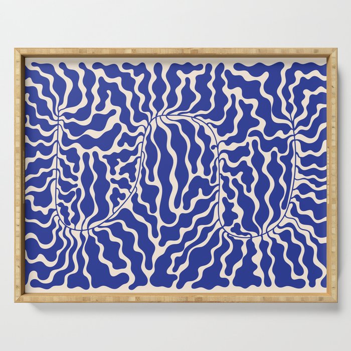 Henri Matisse Abstract Navy. Blue Leaf Art Serving Tray Gallery Image 1