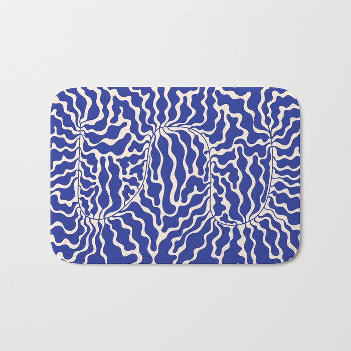 Henri Matisse Abstract Navy. Blue Leaf Art Bath Mat Gallery Image 1