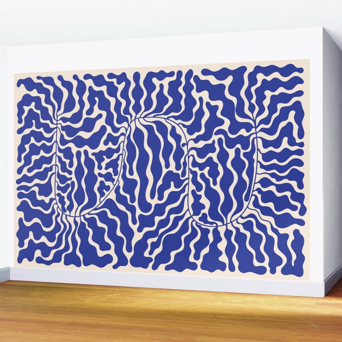 Henri Matisse Abstract Navy. Blue Leaf Art Wall Mural Gallery Image 2