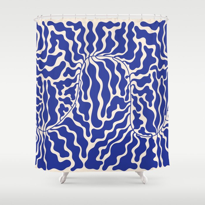 Henri Matisse Abstract Navy. Blue Leaf Art Shower Curtain Gallery Image 1