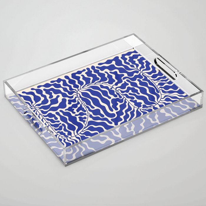 Henri Matisse Abstract Navy. Blue Leaf Art Acrylic Tray Gallery Image 1