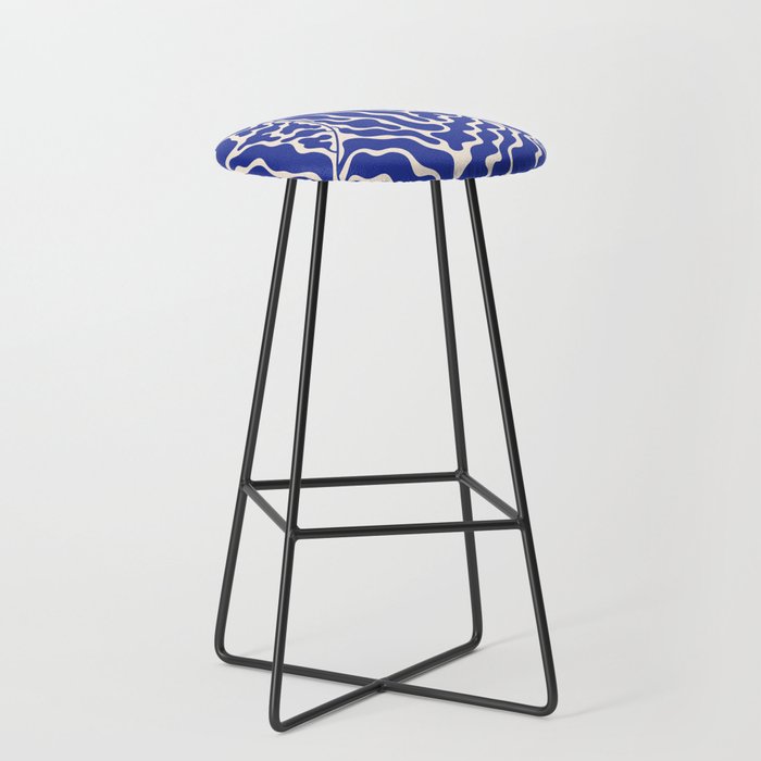 Henri Matisse Abstract Navy. Blue Leaf Art Stool Gallery Image 1