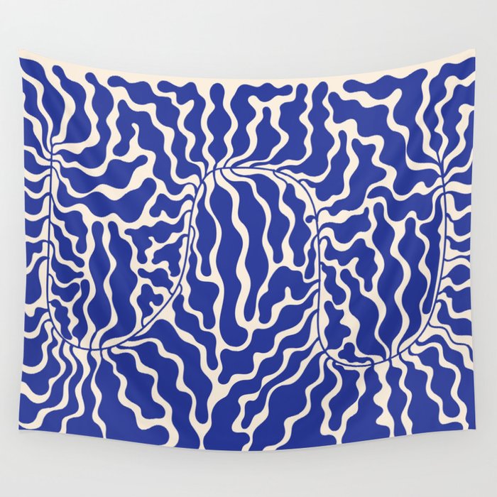Henri Matisse Abstract Navy. Blue Leaf Art Wall Tapestry Gallery Image 1