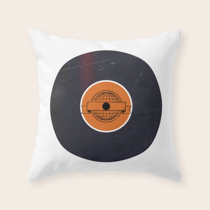 Vinyl Record Art World Post Throw Pillow Gallery Image 1