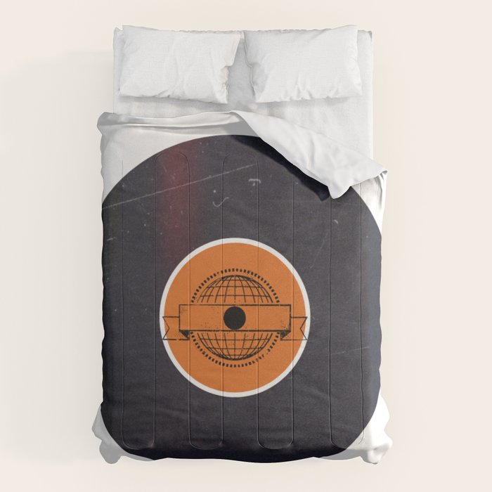 Vinyl Record Art World Post Comforter Gallery Image 1