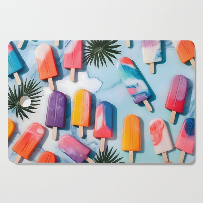 Nothing is Impopsicle. Rainbow Popsicles Fun Colorful Food, Ice Cream Ice Candy Celebration, Tropical Palm Summer Happy Positivity, Joy Cold Eclectic Boho Cutting Board Gallery Image 1