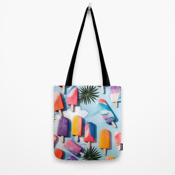 Nothing is Impopsicle. Rainbow Popsicles Fun Colorful Food, Ice Cream Ice Candy Celebration, Tropical Palm Summer Happy Positivity, Joy Cold Eclectic Boho Tote Bag Gallery Image 2