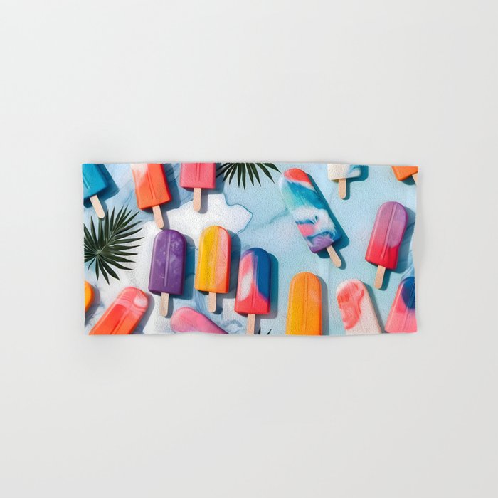 Nothing is Impopsicle. Rainbow Popsicles Fun Colorful Food, Ice Cream Ice Candy Celebration, Tropical Palm Summer Happy Positivity, Joy Cold Eclectic Boho Bath Towel Gallery Image 1