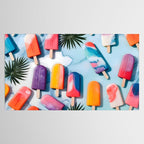 Nothing is Impopsicle. Rainbow Popsicles Fun Colorful Food, Ice Cream Ice Candy Celebration, Tropical Palm Summer Happy Positivity, Joy Cold Eclectic Boho Tablecloth Gallery Image 2