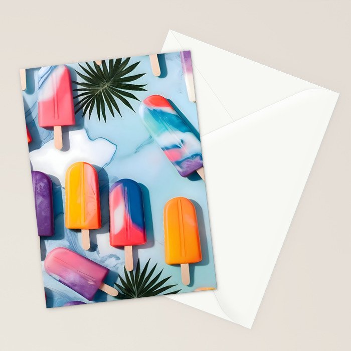 Nothing is Impopsicle. Rainbow Popsicles Fun Colorful Food, Ice Cream Ice Candy Celebration, Tropical Palm Summer Happy Positivity, Joy Cold Eclectic Boho Stationery Card Gallery Image 2