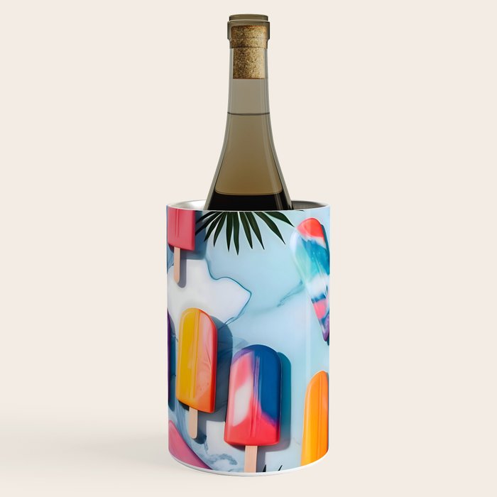 Nothing is Impopsicle. Rainbow Popsicles Fun Colorful Food, Ice Cream Ice Candy Celebration, Tropical Palm Summer Happy Positivity, Joy Cold Eclectic Boho Wine Chiller Gallery Image 1