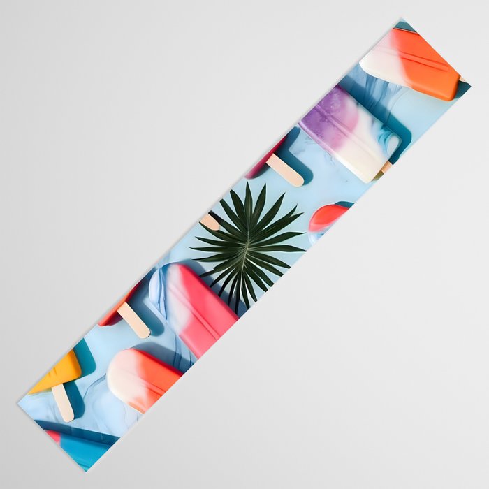 Nothing is Impopsicle. Rainbow Popsicles Fun Colorful Food, Ice Cream Ice Candy Celebration, Tropical Palm Summer Happy Positivity, Joy Cold Eclectic Boho Table Runner Gallery Image 3