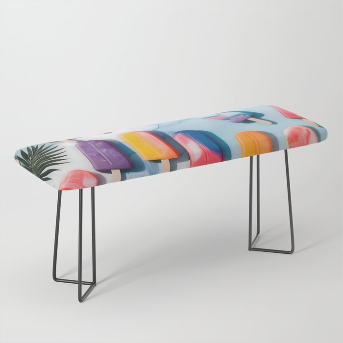 Nothing is Impopsicle. Rainbow Popsicles Fun Colorful Food, Ice Cream Ice Candy Celebration, Tropical Palm Summer Happy Positivity, Joy Cold Eclectic Boho Bench Gallery Image 1