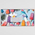 Nothing is Impopsicle. Rainbow Popsicles Fun Colorful Food, Ice Cream Ice Candy Celebration, Tropical Palm Summer Happy Positivity, Joy Cold Eclectic Boho Desk Mat Gallery Image 1