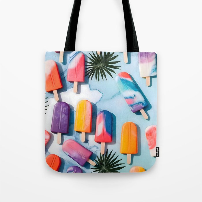 Nothing is Impopsicle. Rainbow Popsicles Fun Colorful Food, Ice Cream Ice Candy Celebration, Tropical Palm Summer Happy Positivity, Joy Cold Eclectic Boho Tote Bag Gallery Image 1