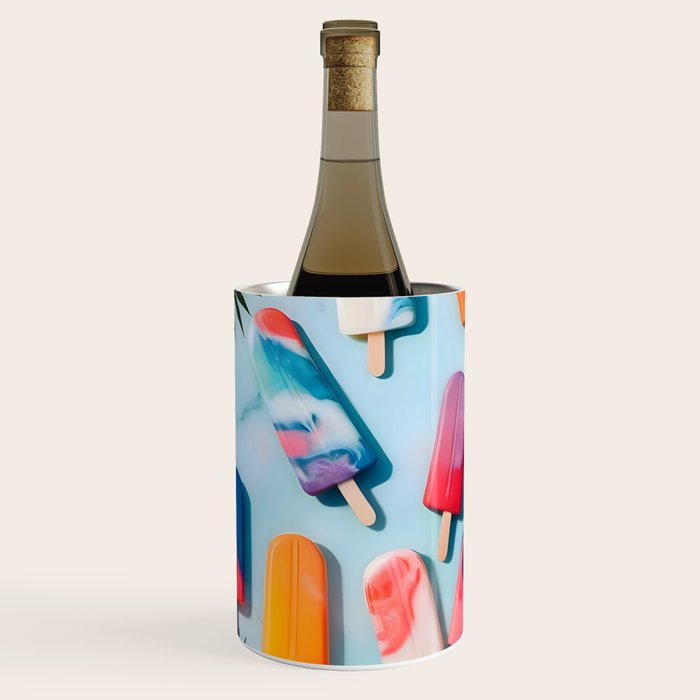 Nothing is Impopsicle. Rainbow Popsicles Fun Colorful Food, Ice Cream Ice Candy Celebration, Tropical Palm Summer Happy Positivity, Joy Cold Eclectic Boho Wine Chiller Gallery Image 3