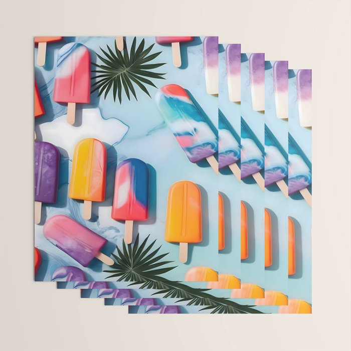 Nothing is Impopsicle. Rainbow Popsicles Fun Colorful Food, Ice Cream Ice Candy Celebration, Tropical Palm Summer Happy Positivity, Joy Cold Eclectic Boho Wrapping Paper Gallery Image 3