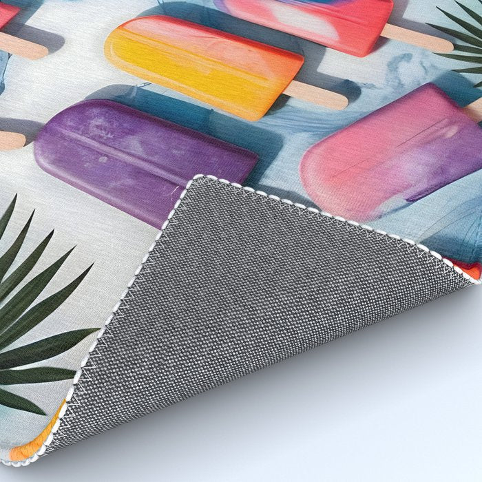 Nothing is Impopsicle. Rainbow Popsicles Fun Colorful Food, Ice Cream Ice Candy Celebration, Tropical Palm Summer Happy Positivity, Joy Cold Eclectic Boho Rug Gallery Image 4