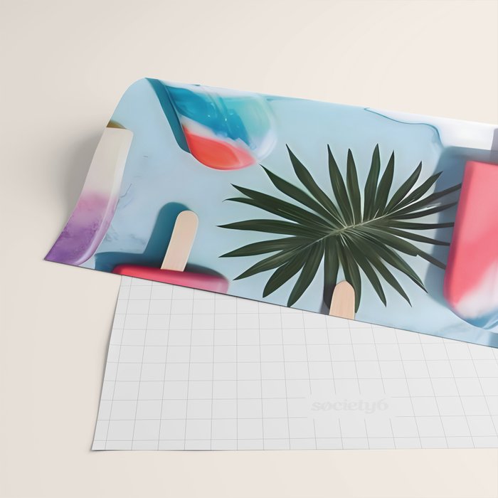 Nothing is Impopsicle. Rainbow Popsicles Fun Colorful Food, Ice Cream Ice Candy Celebration, Tropical Palm Summer Happy Positivity, Joy Cold Eclectic Boho Wrapping Paper Gallery Image 2