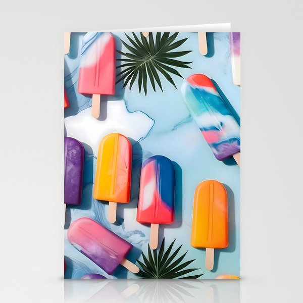 Nothing is Impopsicle. Rainbow Popsicles Fun Colorful Food, Ice Cream Ice Candy Celebration, Tropical Palm Summer Happy Positivity, Joy Cold Eclectic Boho Stationery Card Gallery Image 1