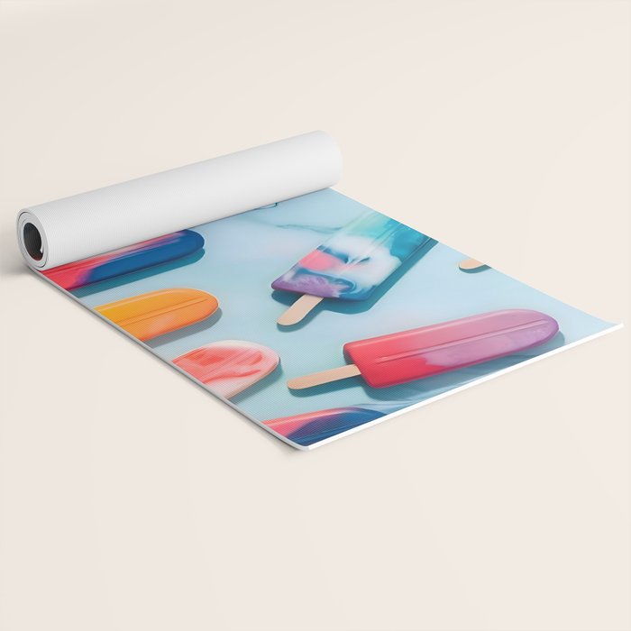 Nothing is Impopsicle. Rainbow Popsicles Fun Colorful Food, Ice Cream Ice Candy Celebration, Tropical Palm Summer Happy Positivity, Joy Cold Eclectic Boho Yoga Mat Gallery Image 2