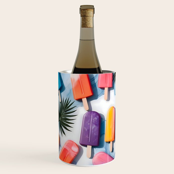 Nothing is Impopsicle. Rainbow Popsicles Fun Colorful Food, Ice Cream Ice Candy Celebration, Tropical Palm Summer Happy Positivity, Joy Cold Eclectic Boho Wine Chiller Gallery Image 2