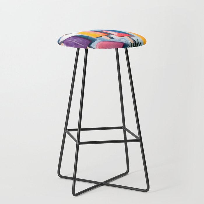 Nothing is Impopsicle. Rainbow Popsicles Fun Colorful Food, Ice Cream Ice Candy Celebration, Tropical Palm Summer Happy Positivity, Joy Cold Eclectic Boho Stool Gallery Image 1