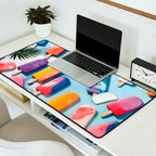 Nothing is Impopsicle. Rainbow Popsicles Fun Colorful Food, Ice Cream Ice Candy Celebration, Tropical Palm Summer Happy Positivity, Joy Cold Eclectic Boho Desk Mat Gallery Image 2