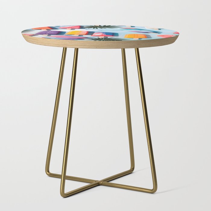 Nothing is Impopsicle. Rainbow Popsicles Fun Colorful Food, Ice Cream Ice Candy Celebration, Tropical Palm Summer Happy Positivity, Joy Cold Eclectic Boho Side Table Gallery Image 1