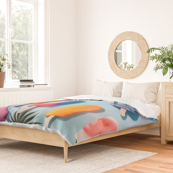 Nothing is Impopsicle. Rainbow Popsicles Fun Colorful Food, Ice Cream Ice Candy Celebration, Tropical Palm Summer Happy Positivity, Joy Cold Eclectic Boho Duvet Cover Gallery Image 2