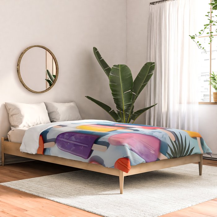 Nothing is Impopsicle. Rainbow Popsicles Fun Colorful Food, Ice Cream Ice Candy Celebration, Tropical Palm Summer Happy Positivity, Joy Cold Eclectic Boho Comforter Gallery Image 2