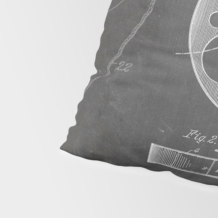 Film Reel Patent - Classic Cinema Art - Black Chalkboard Pillow Sham Gallery Image 4