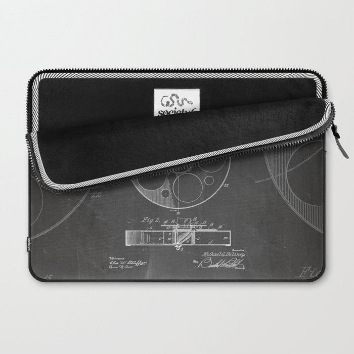 Film Reel Patent - Classic Cinema Art - Black Chalkboard Laptop Sleeve Gallery Image 2