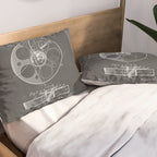 Film Reel Patent - Classic Cinema Art - Black Chalkboard Pillow Sham Gallery Image 2