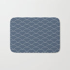 Japanese Waves Pattern Dark Blue Bath Mat Gallery Image 1