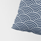 Japanese Waves Pattern Dark Blue Pillow Sham Gallery Image 4