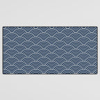 Japanese Waves Pattern Dark Blue Desk Mat Gallery Image 3
