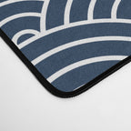 Japanese Waves Pattern Dark Blue Desk Mat Gallery Image 4