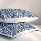 Japanese Waves Pattern Dark Blue Pillow Sham Gallery Image 3